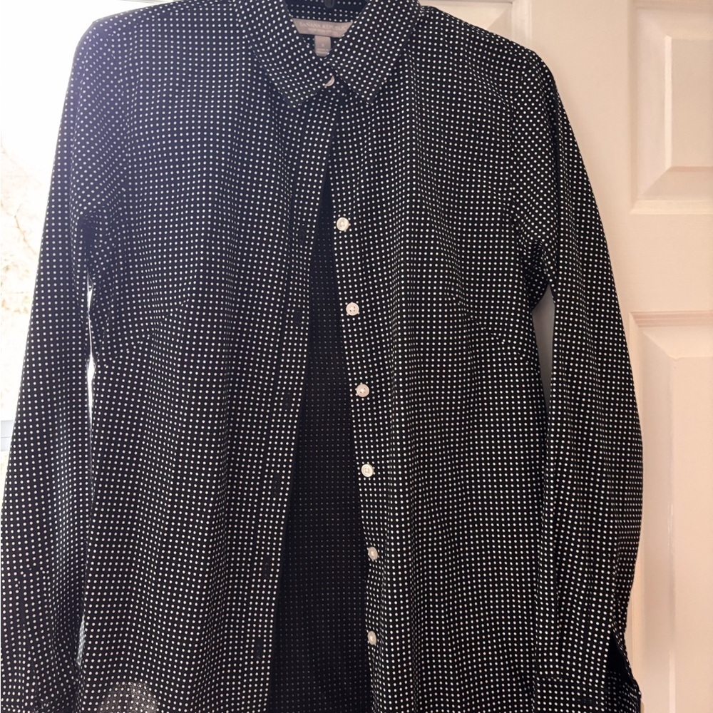 Banana Republic Black and White Polka Dot Shirt